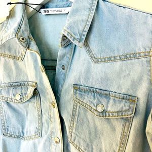 NWT ZARA Denim Snap Shirt